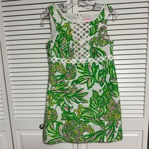 Lily Pulitzer Floral Sleeveless Dress with Green and Pink Pattern